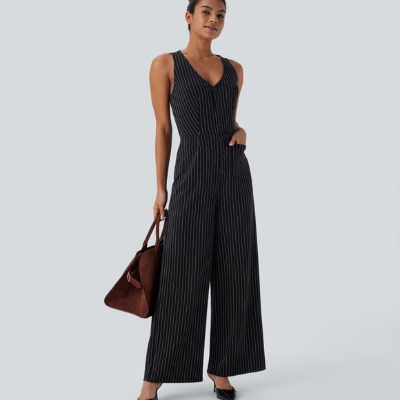 HALARA Black Pinstripe Jumpsuit - Picture 6 of 7
